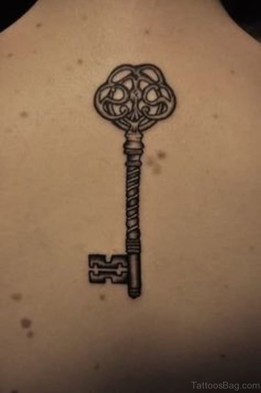 Elegant Key Tattoo On Back