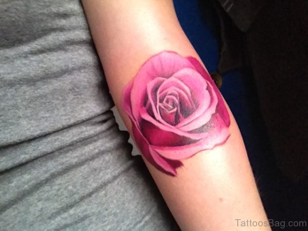 Elegant Rose Tattoo Design On Arm 