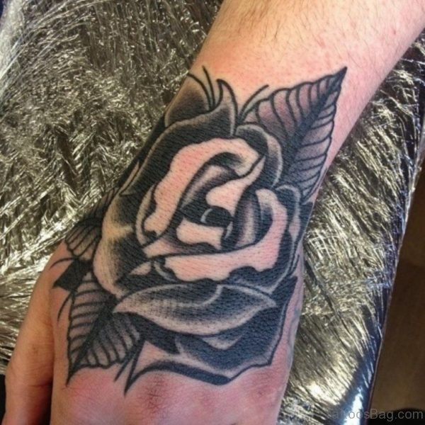 Elegant Rose Tattoo On Hand
