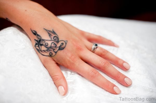 Elegant Swallow Tattoo On Hand