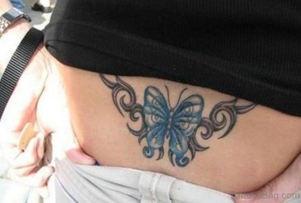 Elegant butterfly tattoo for lower waist