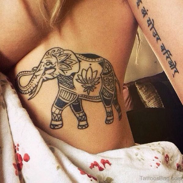 Elephant Tattoo On Rib 