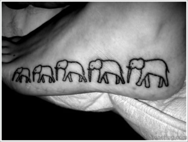 Elephants Tattoo On Foot