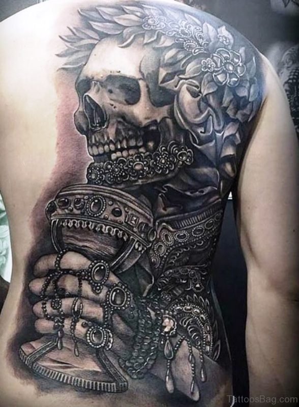 Emperor Skeleton Tattoo On Back