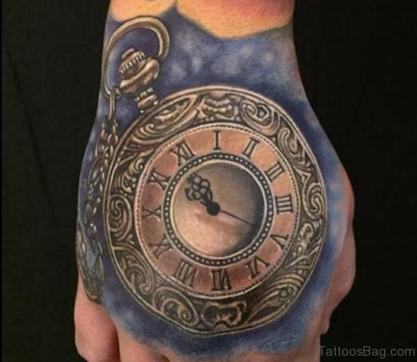 Excellent Clock Tattoo On hand