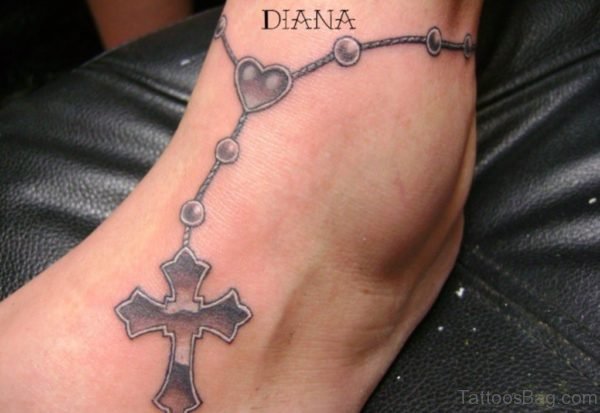 Excellent Rosary Tattoo On Ankle