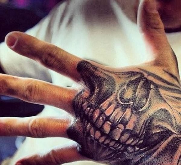 Excellent Skull Tattoo On Hand