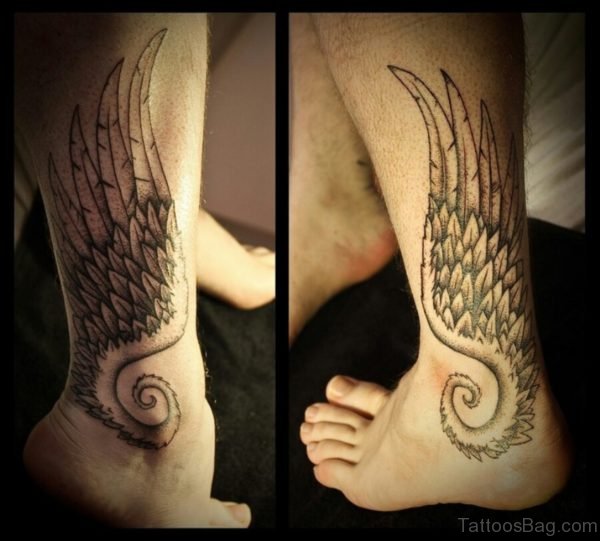 Excellent Wings Tattoo On Ankle