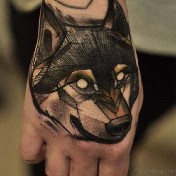 Excellent Wolf Tattoo On Hand