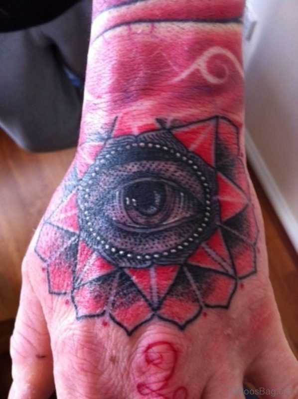 Eye And Red Ink Mandala Tattoo