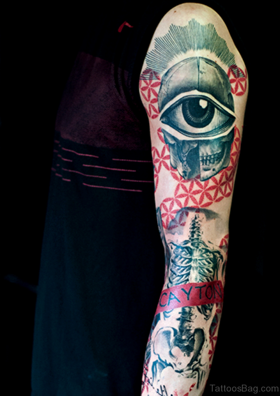 Eye Tattoo On Full Sleeve