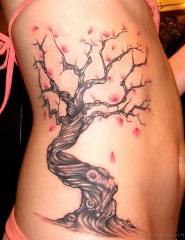 Fabolous Flower Tattoo Design On Rib