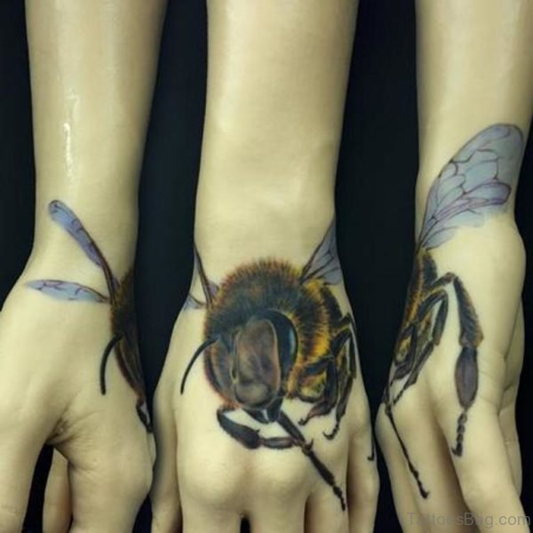 Fabulous Bee Tattoo On Hand