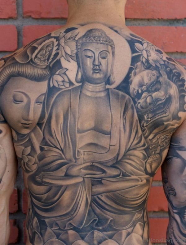 Fabulous Buddha Tattoo On Back Body