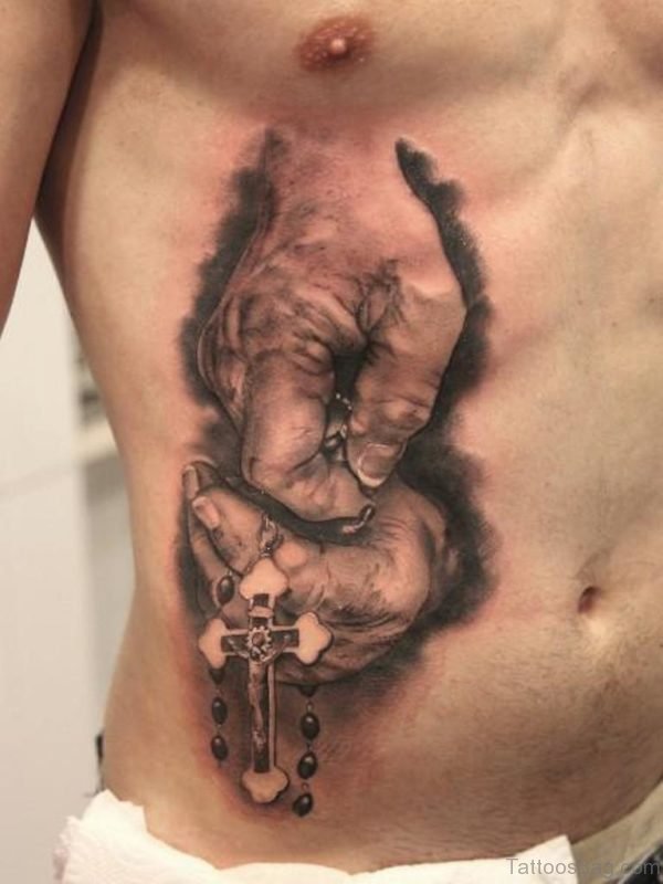 Fabulous Rosary Tattoo On Rib