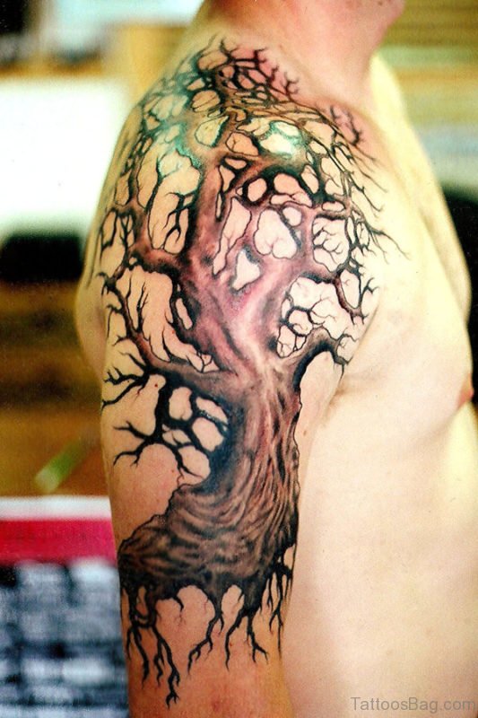 Fabulous Tree Tattoo On Shoulder