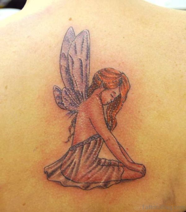 Fairy Tattoo On Upper Back