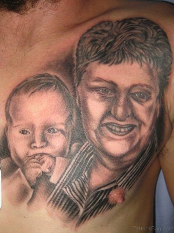 Family Portrait Tattoo On Chest 