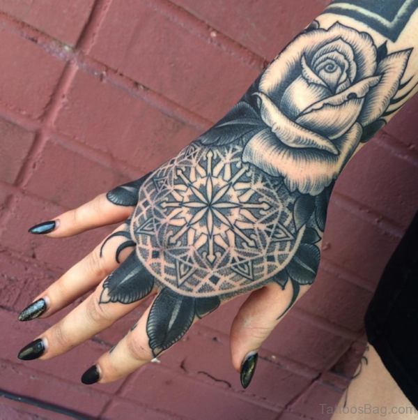 Fancy Geometric Tattoo On Hand