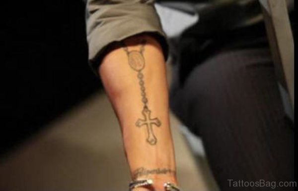 Fancy Rosary Tattoo On Arm