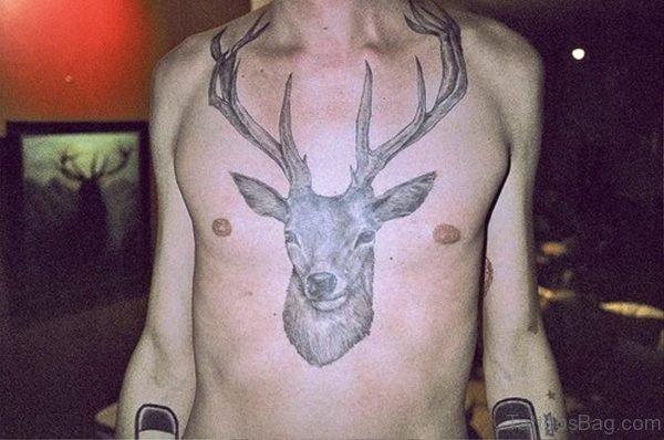Fantastic Buck Tattoo On Chest