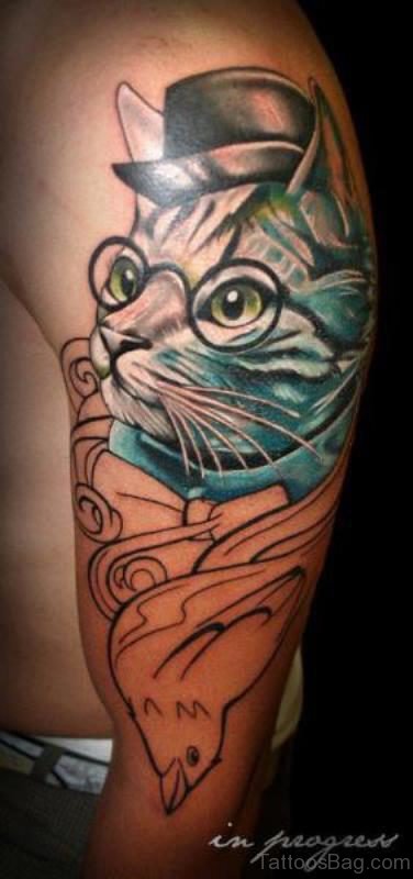 Fantastic Cat Shoulder Tattoo