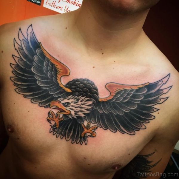 Fantastic Eagle Tattoo Design on Chest TB1069