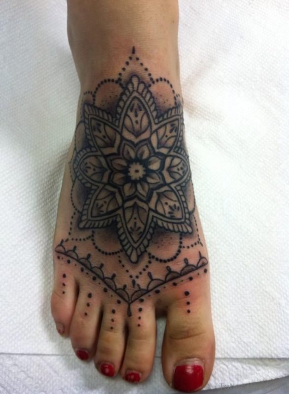 Fantastic Mandala Tattoo On Foot 