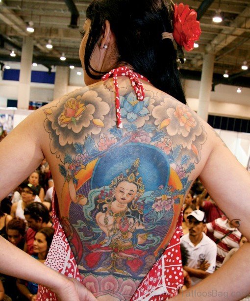 Fantastic Religious Tattoo On Back Body 