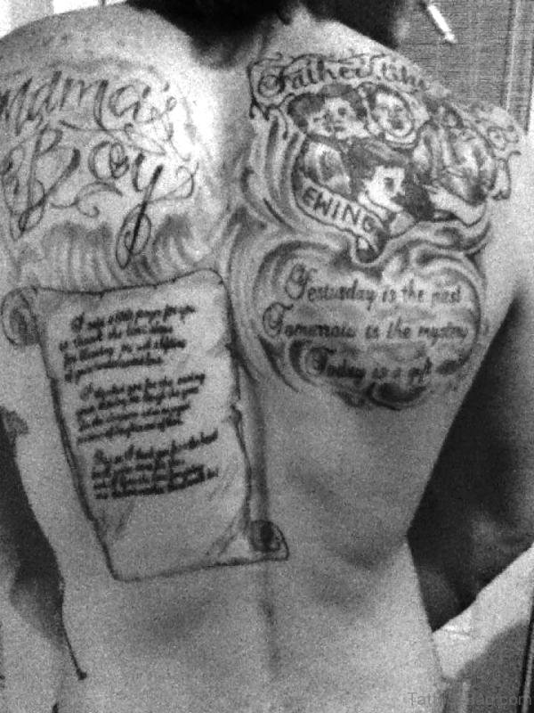 Fantastic Scroll Tattoo On Back