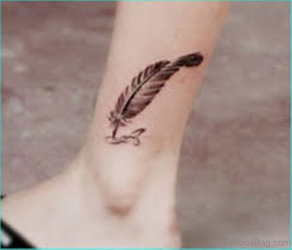 Feather Tattoo Design On Leg
