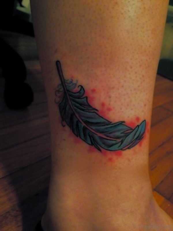 Feather Tattoo For Leg