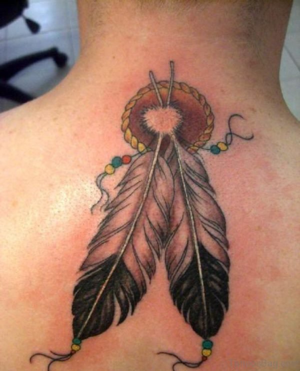 Feather Tattoo On Back 