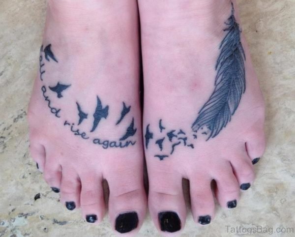 Feather Tattoo on Foot 