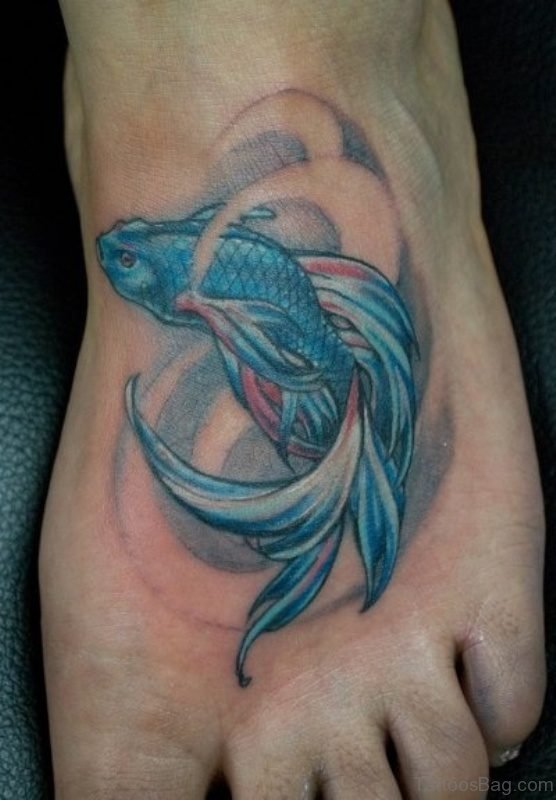 Fish Tattoo Design On Foot 
