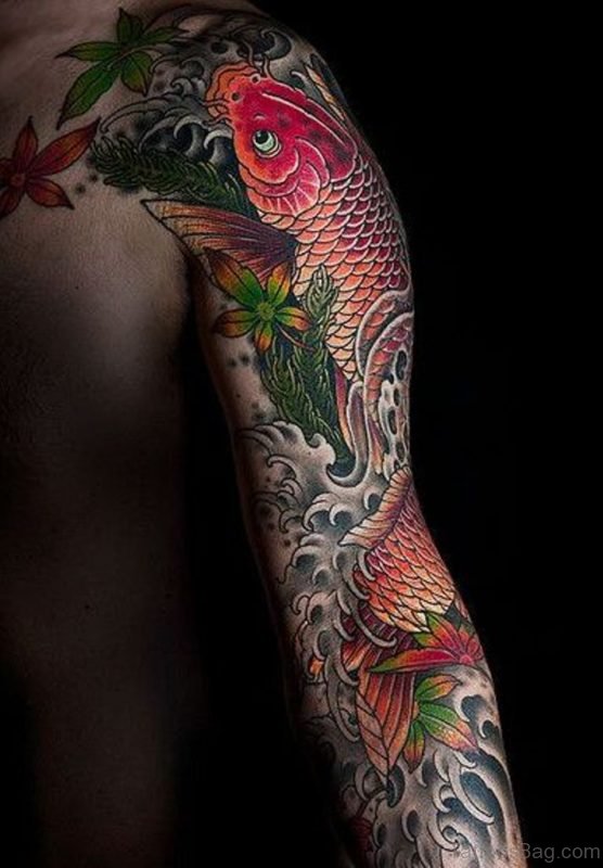 Fiish Tattoo Design On Full Sleeve