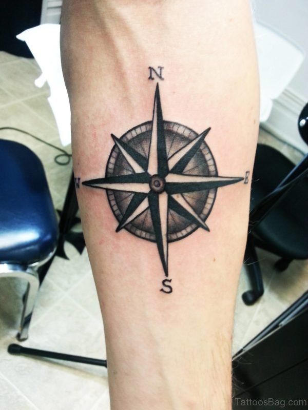 Fine Compass Tattoo Design On Arm