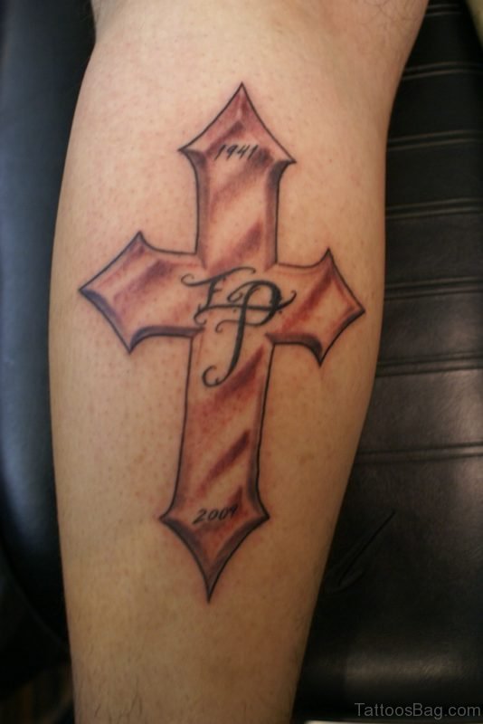 Fine Cross Tattoo On Arm 