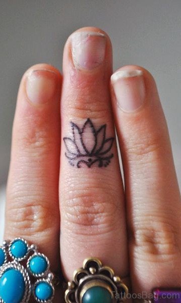 Finger Lotus Tattoo 