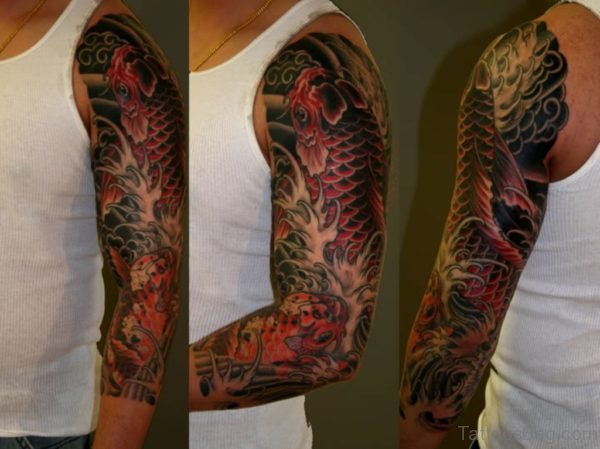 Fish Tattoo On Full Sleeve 