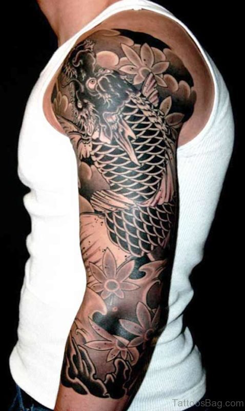 Fish Tattoo On Half Sleeve 