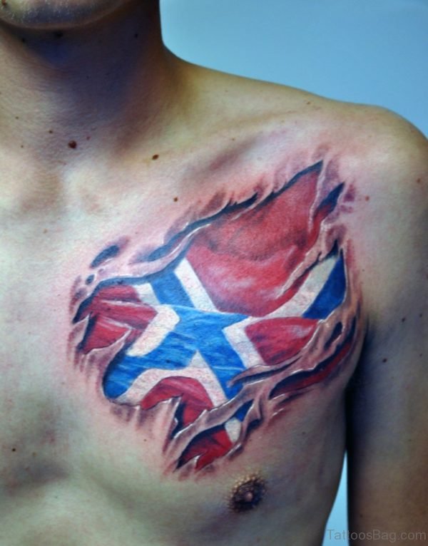Flag Tattoo On Chest 