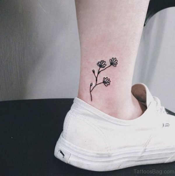 Floral Flower Tattoo On Ankle 