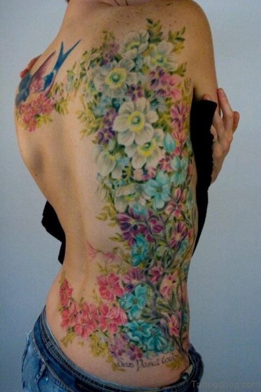 Floral Tattoo On Back 