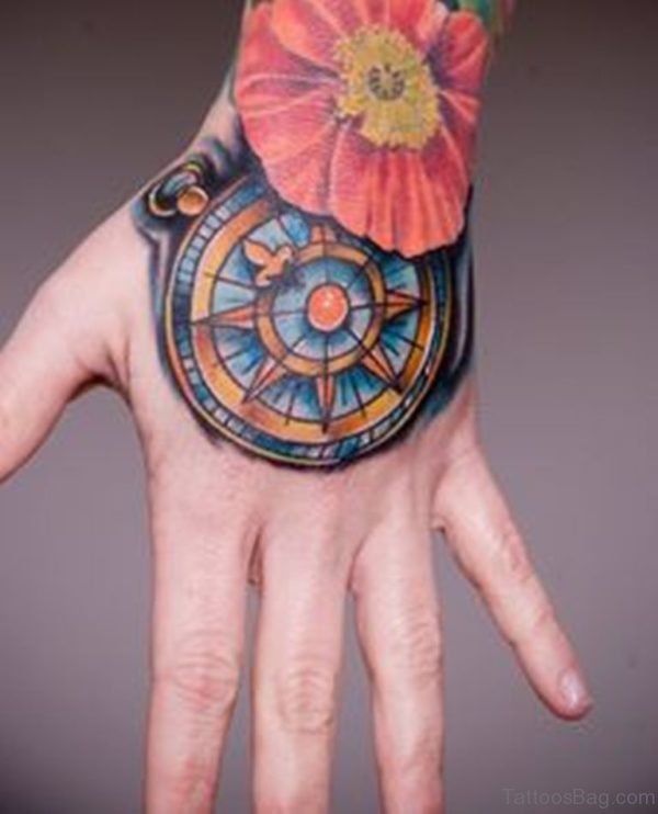 Flower And Compass Tattoo