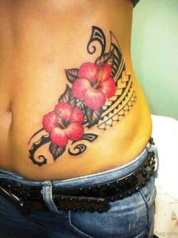 Flower And Tribal Tattoo