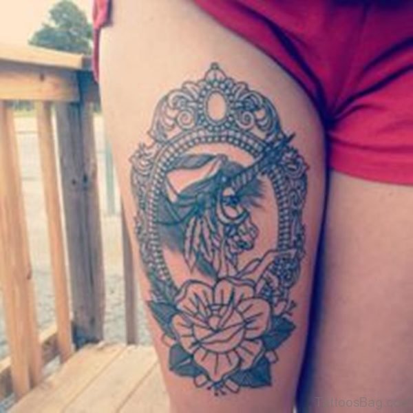 Flower And Unicorn Tattoo