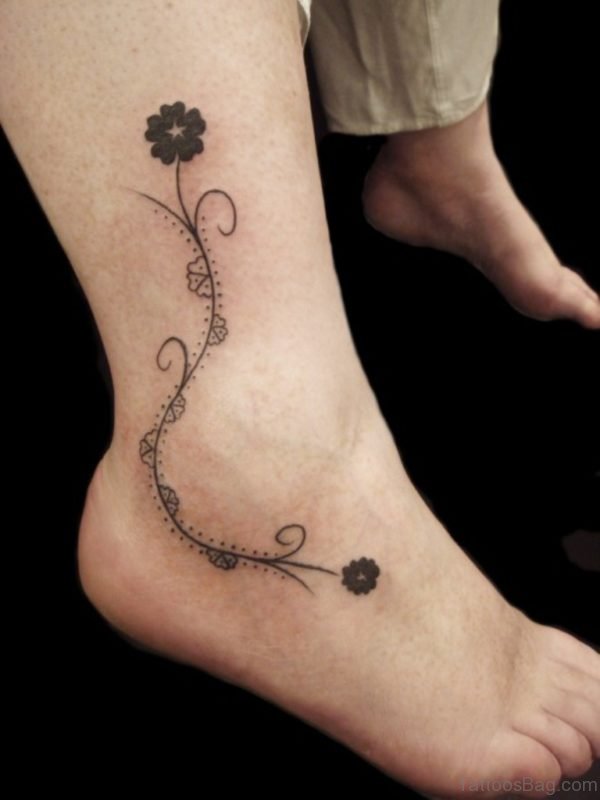 Flower Chain Ankle Tattoo