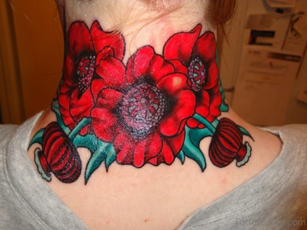 Flower Tattoo On Nape 