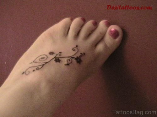 Flower Vines Tattoo On foot 